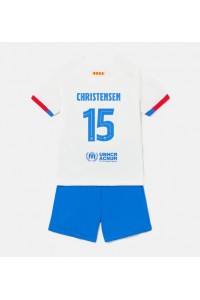 Barcelona Andreas Christensen #15 Jalkapallovaatteet Lasten Vieraspeliasu 2023-24 Lyhythihainen (+ Lyhyet housut)